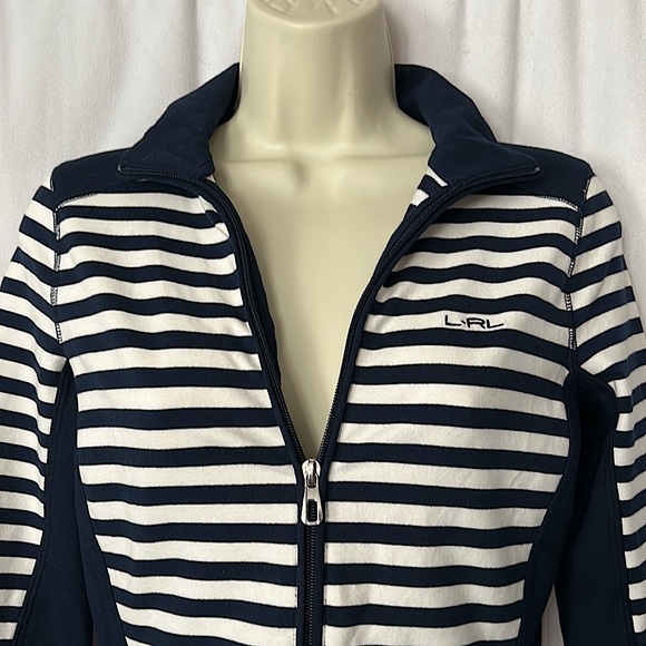 Lauren Ralph Lauren NWT Navy/White Striped Full Zip Jacket Coat **Size XS**🌺🌺 - Picture 3 of 6